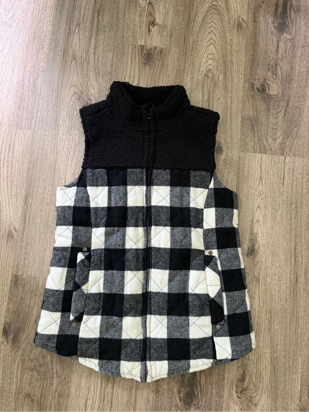 Maurices Black Sherpa Quilted Vest